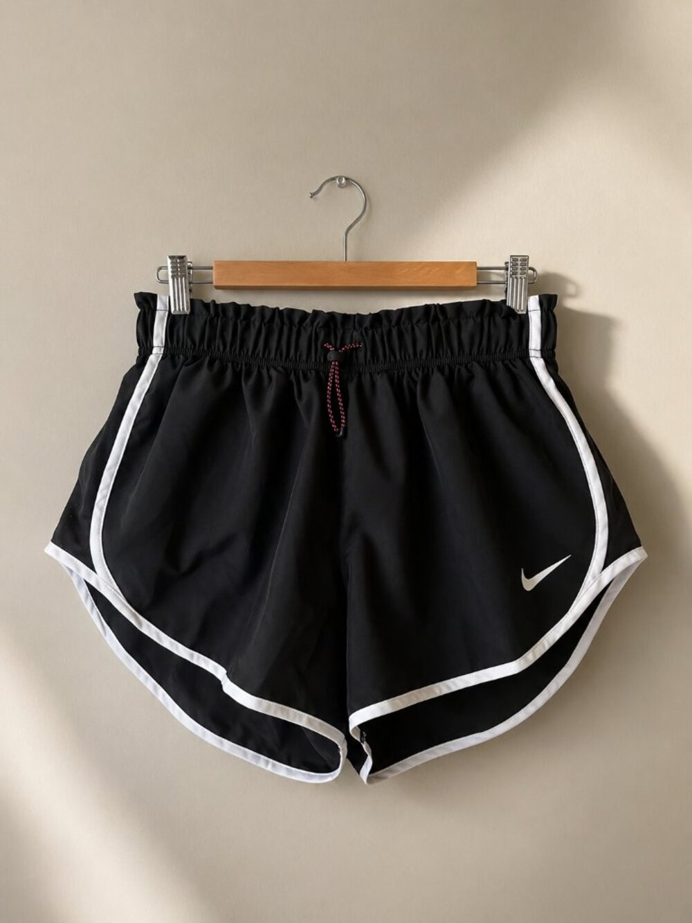 Nike Dri-FIT Ruffle Women’s 3" Lined Running Athletic Gym Shorts - Black White